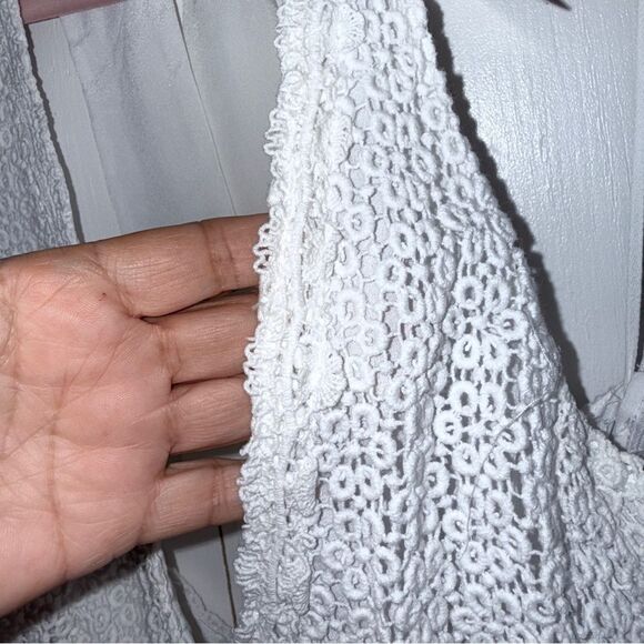 Free People Women's White So Sweetly Crochet Halter Neck Dress side zip - Picture 10 of 12